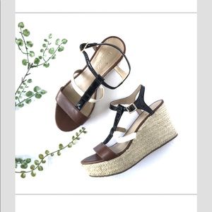 Kate spade espadrille wedges rope brown black